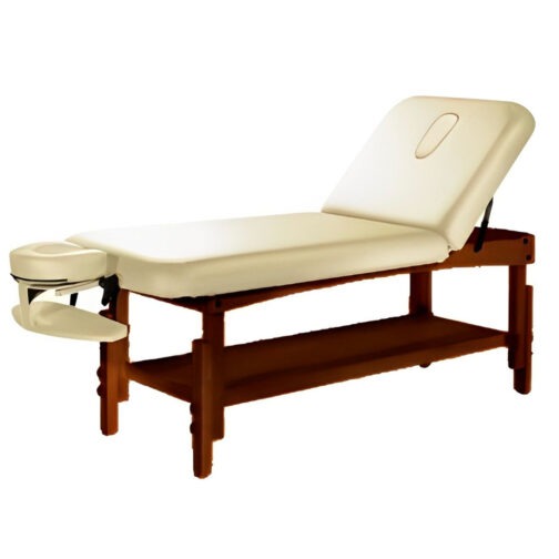 Table de Massage Fixe blanc cassé en Luna Wengé