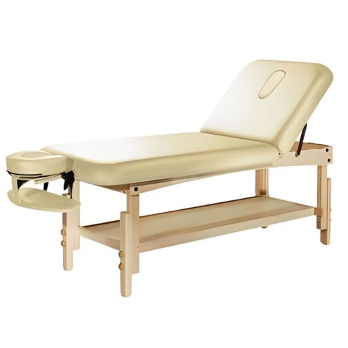 Table de massage fixe Luna blanc cassé en Bois naturel