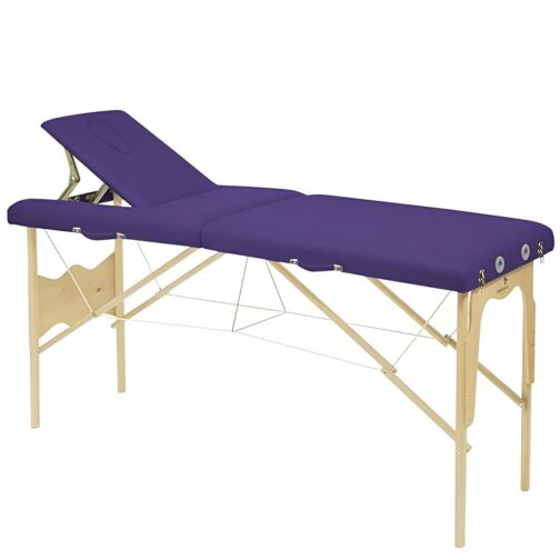 Table de massage Ecopostural violet en bois naturel