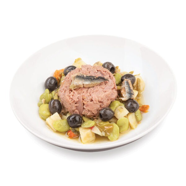 Salade Niçoise (Thon, petits Légumes & Anchois) - 350g en assiette