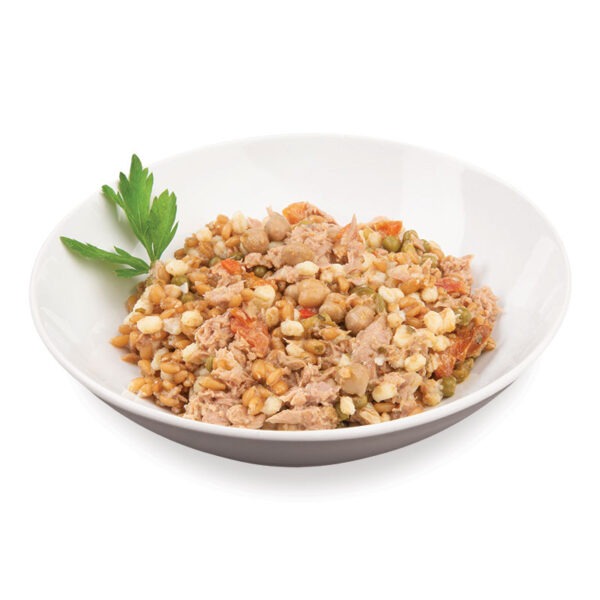 Salade du Rivage (Thon, Épeautre, Blé, Légumes) - 350g en assiette